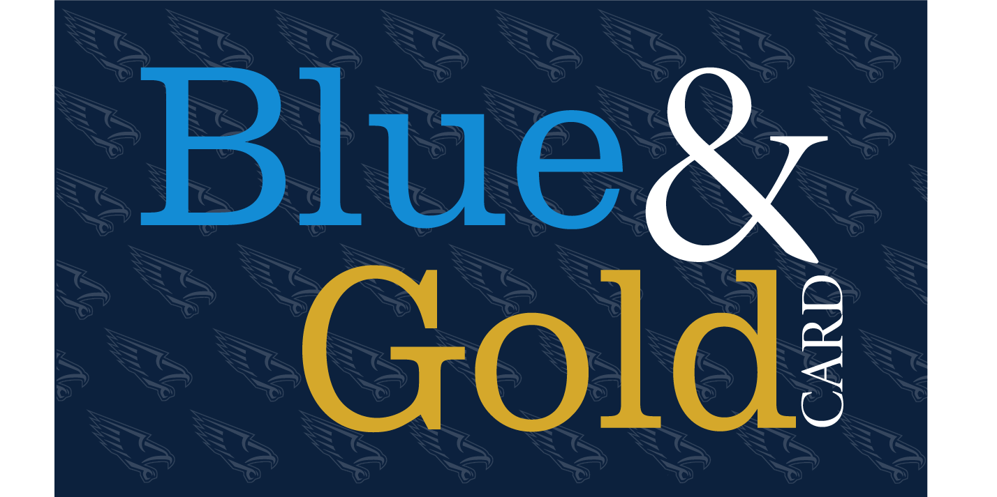 blue and gold card